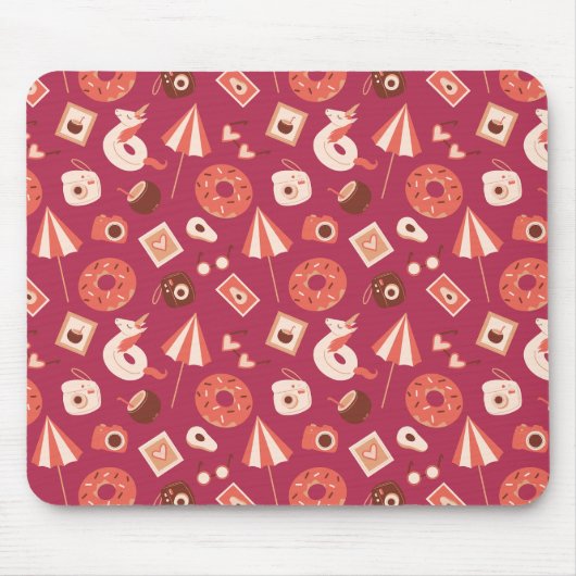 Summer Stuff Maroon Achtergrond Muismat (Voorkant)