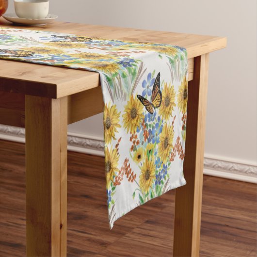 Summer Style Butterfly Flower Garden Table Runner Korte Tafelloper (Voorbeeld)