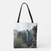 Summer Suite Surfboards & Palm Trees Tote Bag (Achterkant)