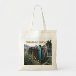 Summer Suite Surfboards & Palm Trees Tote Bag