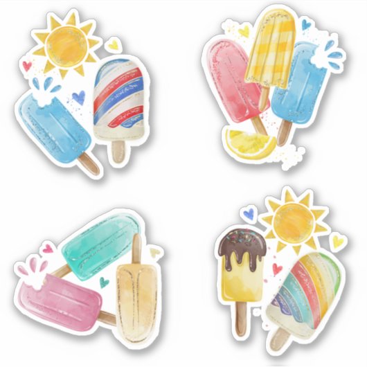 Summer Sun Pastel Creamsicle, Popsicle Collectie Sticker (Voorkant)