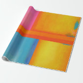 SUMMER, SUN & SEE - Roze, Abstracte blauwe kunst Cadeaupapier (Uitgerold)