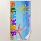 Summer Sun Starfish Beach Scene Strandlaken (Voorkant)