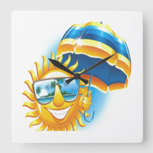 Summer Sun Vierkante Klok