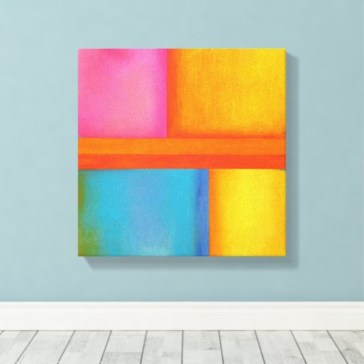SUMMER, SUN & ZEE - Roze, blauwe Abstracte kunst Canvas Afdruk (Insitu (Houten vloer))