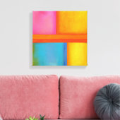 SUMMER, SUN & ZEE - Roze, blauwe Abstracte kunst Canvas Afdruk (Insitu (Woonkamer))