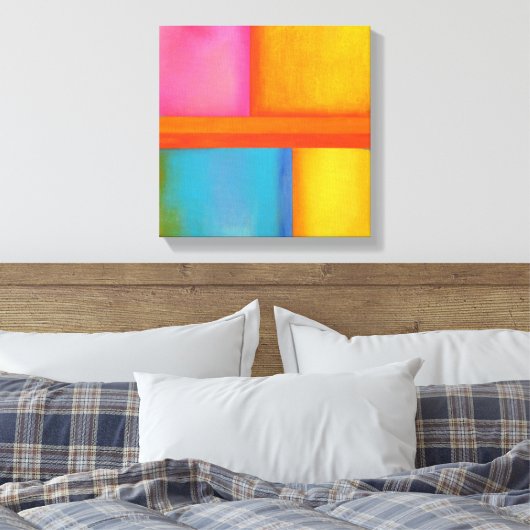 SUMMER, SUN & ZEE - Roze, blauwe Abstracte kunst Canvas Afdruk (Insitu (Slaapkamer))