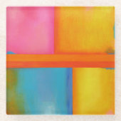 SUMMER, SUN & ZEE - Roze, blauwe Abstracte kunst Glazen Onderzetter (Voorkant)