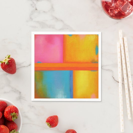 SUMMER, SUN & ZEE - Roze, blauwe Abstracte kunst Servetten (Insitu)