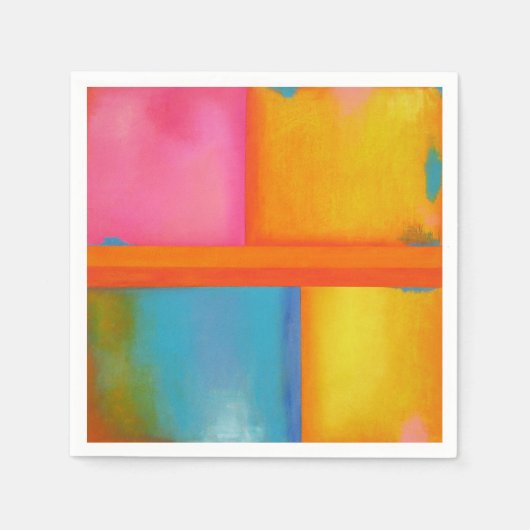 SUMMER, SUN & ZEE - Roze, blauwe Abstracte kunst Servetten (Voorkant)