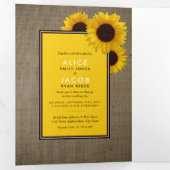 Summer Sunbloemen & Burlap, Wedding Suite Drieluik Uitnodiging (Binnenzijde eerst)