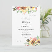 Summer Sunflower Floral Wedding Kaart (Staand voorkant)