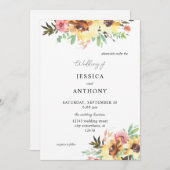 Summer Sunflower Floral Wedding Kaart (Voorkant / Achterkant)