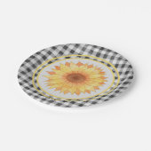 Summer Sunflower Gingham Picnic Papieren Bordje (Gekanteld)