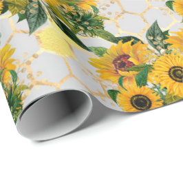 Summer Sunflower Gold Honeycomb Gift Cadeaupapier