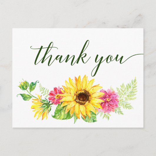 Summer Sunflower Hartelijk dank Briefkaart (Voorkant)