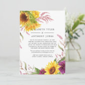 Summer Sunflower Reduced Wedding Guest List Aankondiging (Staand voorkant)