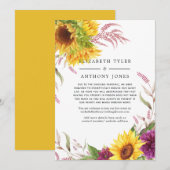 Summer Sunflower Reduced Wedding Guest List Aankondiging (Voorkant / Achterkant)