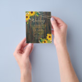 Summer Sunflower Rustic Wood Wedding Invite Flyer (Hand)