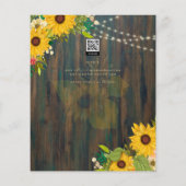 Summer Sunflower Rustic Wood Wedding Invite Flyer (Achterkant)