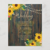 Summer Sunflower Rustic Wood Wedding Invite Flyer (Voorkant)