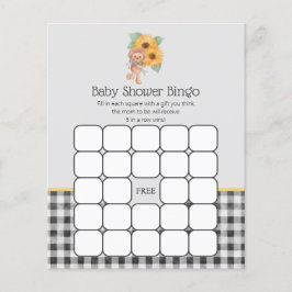 Summer Sunflower Teddy Bear Baby shower Bingo Game