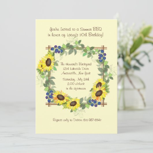 Summer Sunflower Uitnodiging (Staand voorkant)