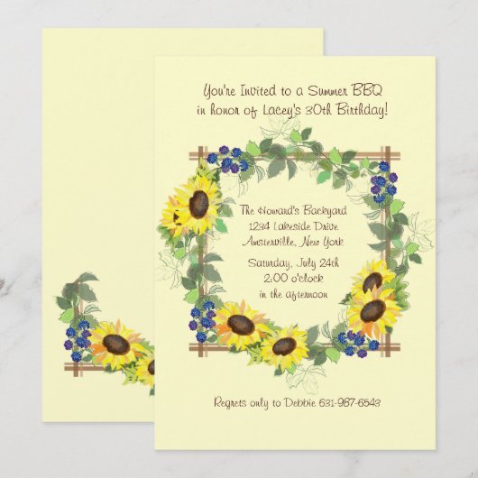 Summer Sunflower Uitnodiging (Voorkant / Achterkant)