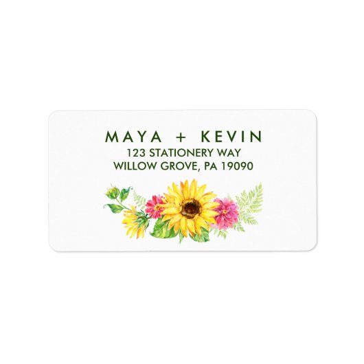 Summer Sunflower Wedding Etiket (Voorkant)