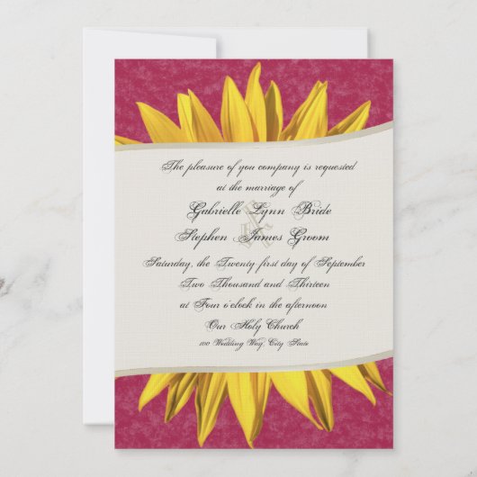 Summer Sunflower Wedding Kaart (Achterkant)