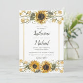 Summer Sunflower Wedding Kaart (Staand voorkant)