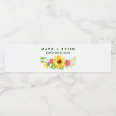 Summer Sunflower Wedding Waterfles Etiket (Enkel label)