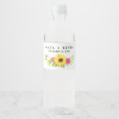 Summer Sunflower Wedding Waterfles Etiket (Voorkant)