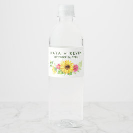 Summer Sunflower Wedding Waterfles Etiket