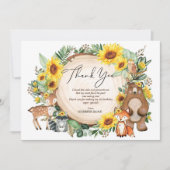 Summer Sunflower Woodland 1e verjaardag Dank u Bedankkaart (Voorkant)