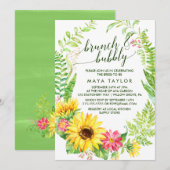 Summer Sunflower Wreath Brunch en Bubble Kaart (Voorkant / Achterkant)