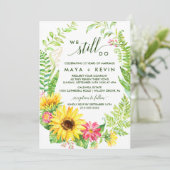 Summer Sunflower Wreath Vow Renewal Kaart (Staand voorkant)