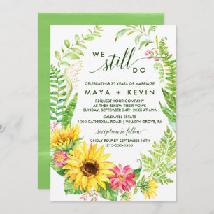 Summer Sunflower Wreath Vow Renewal Kaart