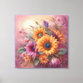 Summer Sunflowers in Pink and yellow  Canvas Afdruk (Voorkant)