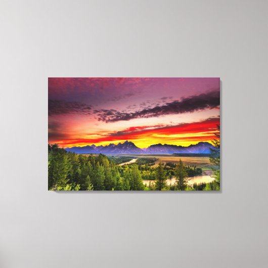 Summer Sunset at Snake River Overlook Canvas Afdruk (Voorkant)