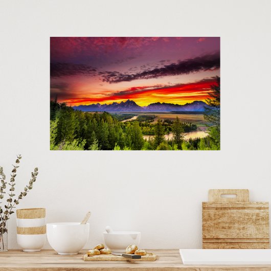 Summer Sunset at Snake River Overlook Poster (Keuken)