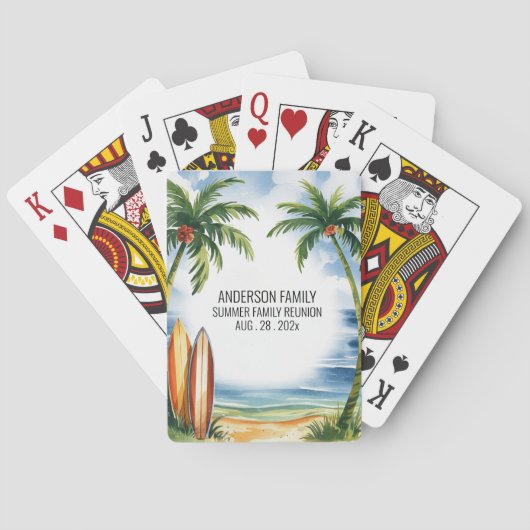 Summer Sunset Beach Palm Tree Family Reunion Poker Pokerkaarten (Achterkant)