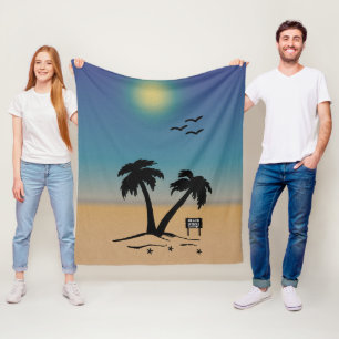 Summer Sunset Beach Sign Fleece Blanket Deken