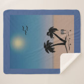 Summer Sunset Beach Sign Fleece Blanket Sherpa Deken (Voorkant (horizontaal))