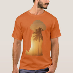 Summer Sunset BeachDog Silhouette Poodle T-shirt