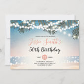 Summer Sunset Birthday Invitation String Lights Kaart (Voorkant)