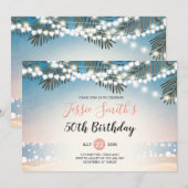 Summer Sunset Birthday Invitation String Lights Kaart (Voorkant / Achterkant)