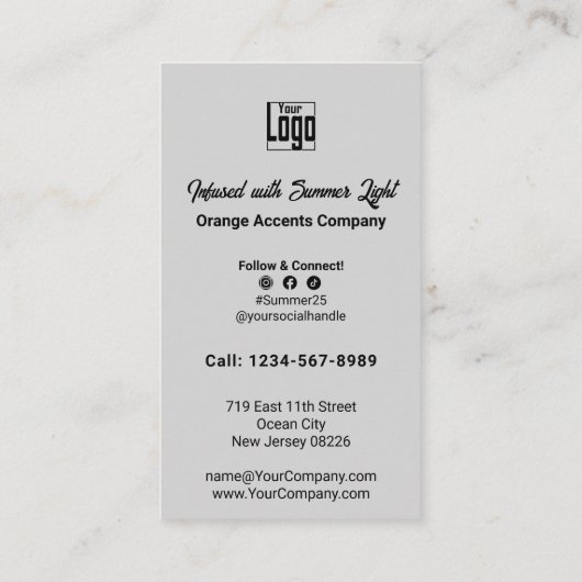 Summer Sunset Design Sjabloon Service Klantenkaartje (Achterkant)