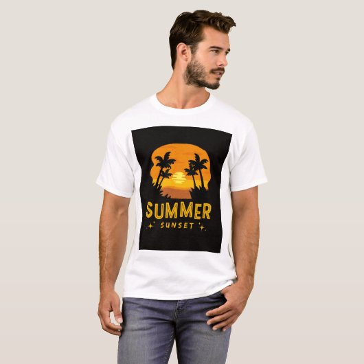 Summer Sunset esthetisch | Levendig tropisch stran T-shirt (Voorkant volledig)