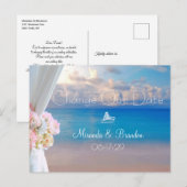Summer Sunset Floral Beach Wedding Verander de dat Aankondigingskaart (Voorkant / Achterkant)